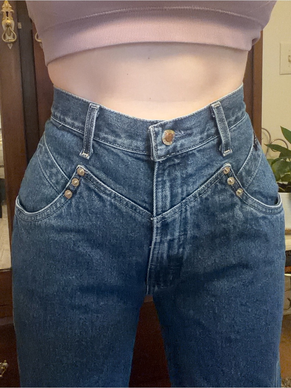 Rockies High-Rise Dark Blue Vintage Women's Jeans with V-Yoke (D)